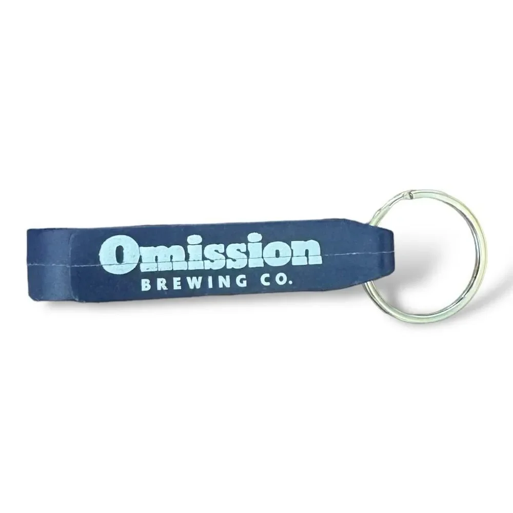 Omission Brewing Blue Bottle Opener Keychain Metal Utility